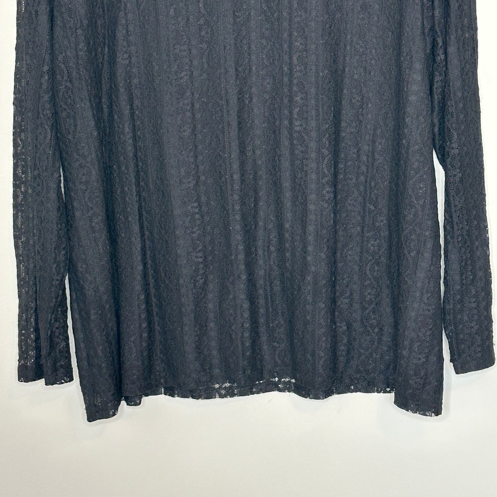 Chicos Black Lace Long Sleeve Top Women Size XXL Sheer Overlay - Picture 6 of 11